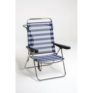 SILLA CAMA PLAYA ALTA ALUMINIO RAYAS FIBRELINE