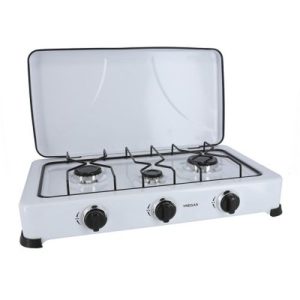 COCINA GAS 3 FUEGOS C/TAPA ESMALTADA BLANCA