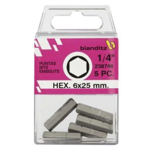 PUNTA ATORNILLAR HEXAGONAL 2X25 1/4 5 UNID