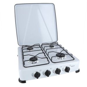 COCINA GAS 4 FUEGOS C/TAPA ESMALTADA BLANCA